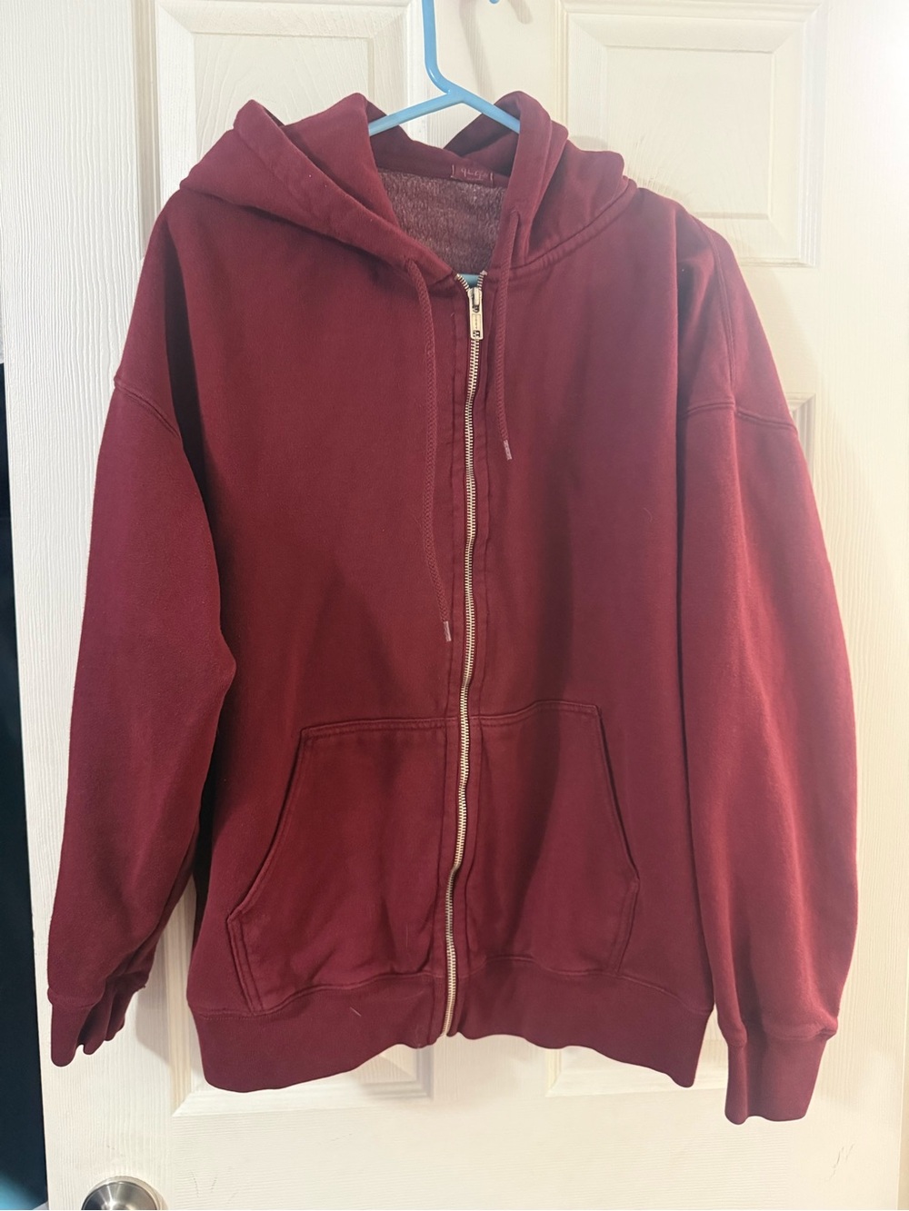 Brandy Melville Burgundy Zip-Up Hoodie women’s one size